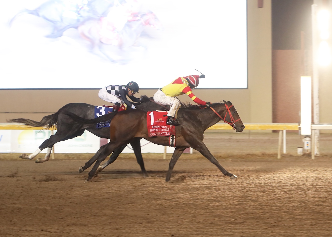 Coal Battle wins the Springboard Mile at Remington Park.