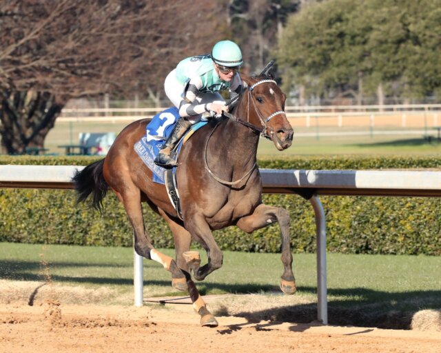 Take Charge Milady wins the Martha Washington Kentucky Oaks Prep Race at Oaklawn Park.