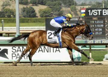 Citizen Bull wins Robert B. Lewis Stakes at Santa Anita.