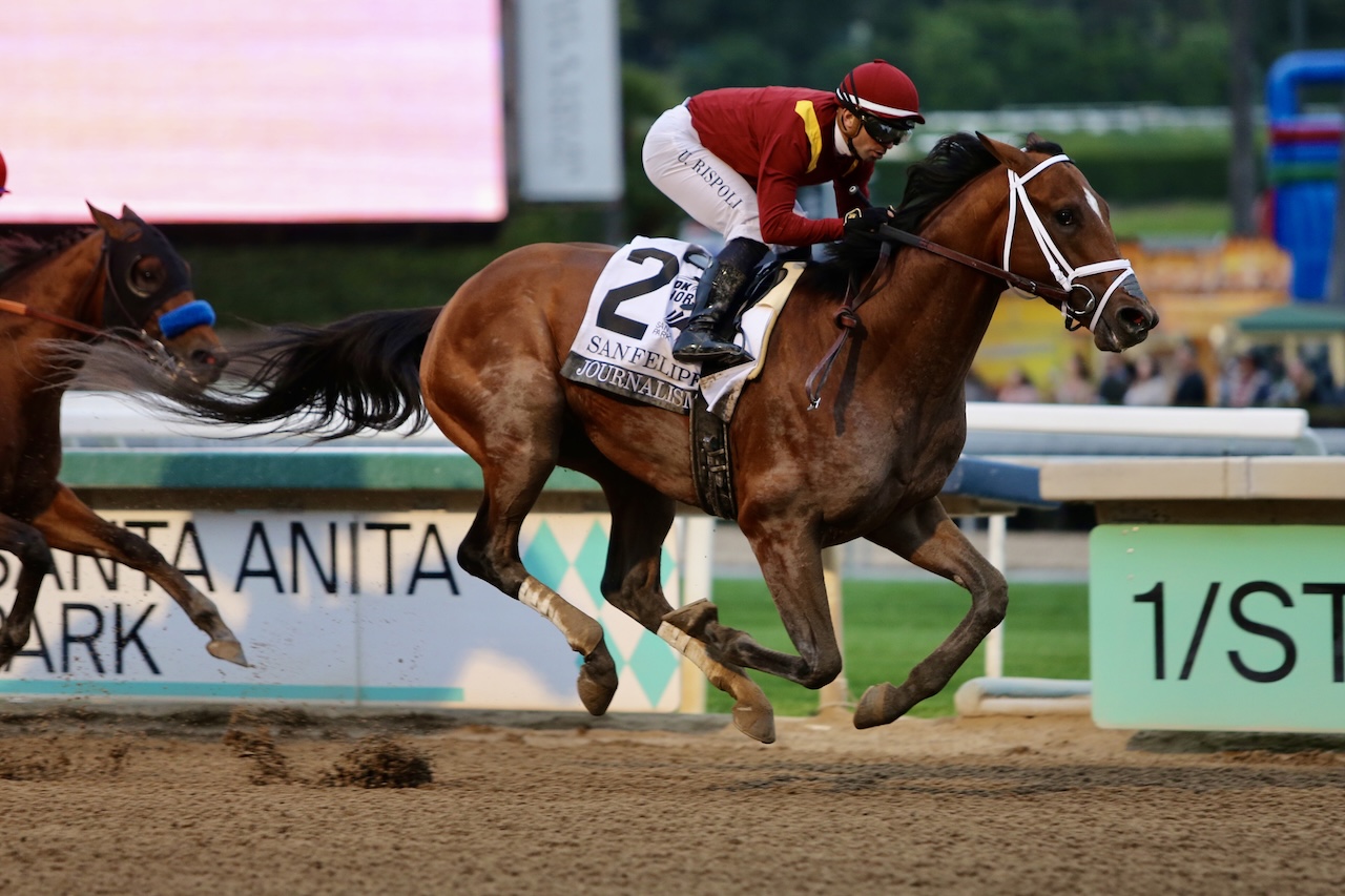 Journalism with Umberto Rispoli up wins the San Felipe at Santa Anita Park.